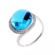Золотое кольцо с бриллиантом и топазом swiss blue (арт. 3-224-33529-431-313-1210)
