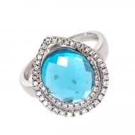 Золотое кольцо с бриллиантами с топазом swiss blue (арт. R34264-1-3-1643)