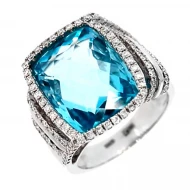 Золотое кольцо с бриллиантами с топазом swiss blue (арт. RG-30477-12.200-2861)