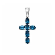 Срiбний хрестик з топазом london blue (арт. 3574р-TLB)