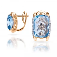 Золотые серьги с бриллиантом и топазом swiss blue (арт. E20391-9.200-1312)