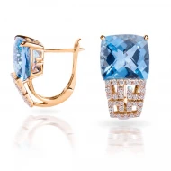 Золотi Сережки з діамантом та топазом swiss blue (арт. RG-32115-12.200-1330)