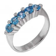 Золотое кольцо с бриллиантом и топазом swiss blue (арт. 55-063353BT-384)