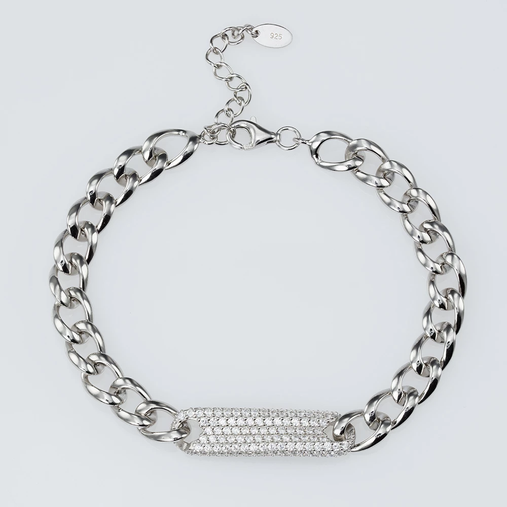 Срiбний Браслет з куб. окс. цирконію плетіння Панцирне (арт. 2/2/418/0)