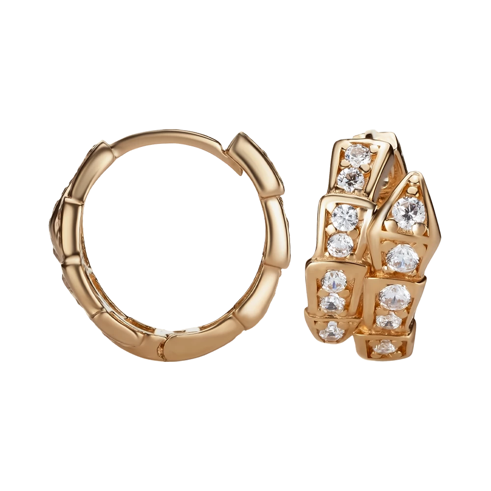 Золотые серьги-конго с фианитом (арт. 4010039)