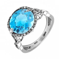 Золотое кольцо с бриллиантами с топазом swiss blue (арт. RG-32110-12.200-1330)
