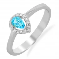 Золота каблучка з діамантами з топазом swiss blue (арт. КД7553/1/топ)