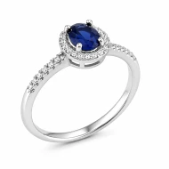 Серебряное Кольцо с сапфиром синим гидротермальным (арт. 1858/1p-HSPH)
