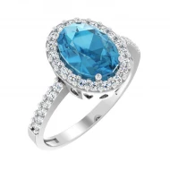 Золотое кольцо с топазом london blue (арт. 140455Пбл)