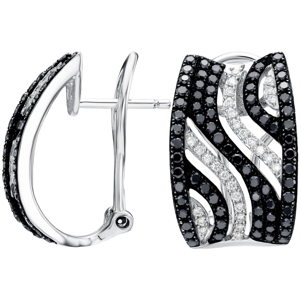 Сережки з прозорим діамантом 0,16ct та чорним діамантом 0,96ct із білого золота 585°, арт. Q584DBC4WT-10.155-3125 (арт. Q584DBC4WT-10.155-3125)
