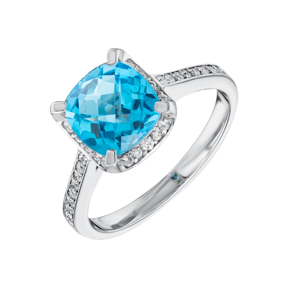 Золота каблучка з діамантами з топазом (арт. 55-065884-589-900)