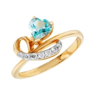 Золота каблучка з діамантами з топазом swiss blue (арт. AO232-359)