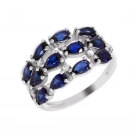Серебряное кольцо с сапфиром синим гидротермальным (арт. 1730/1p-HSPH)