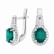 Серебряные Серьги с агатом зеленым (арт. 2935/9р-GRAG)