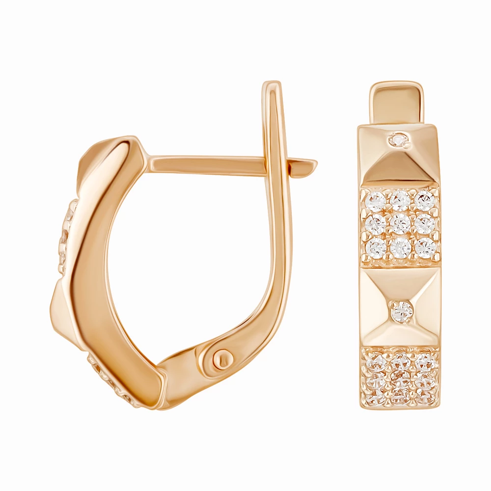 Серьги из красного золота 585° с фианитом/куб. цирконием, арт. СВ1458и (арт. СВ1458и)
