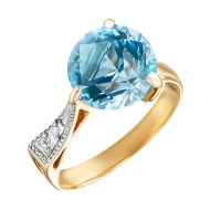 Золотое кольцо с топазом swiss blue (арт. КБ064)
