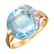 Золотое кольцо с топазом sky blue (арт. КБ081)