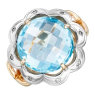 Золотое кольцо с топазом swiss blue (арт. КБ268)