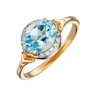 Золотое кольцо с топазом swiss blue (арт. КБ391)
