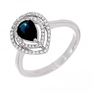 Золота каблучка з діамантами з сапфіром (арт. 6-12051)