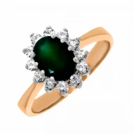 Золотое кольцо с агатом зеленым (арт. 02-0053)
