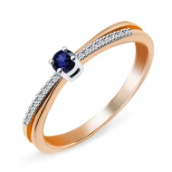 Золотое кольцо с бриллиантами с сапфиром (арт. 1-1120016)