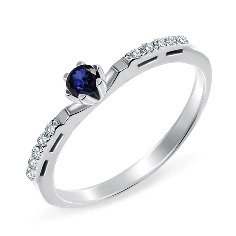 Золота каблучка з діамантами з сапфіром (арт. 1-1220008)