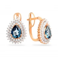 Золотi Сережки з топазом london blue (арт. 110301ПлГ)