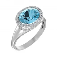 Золотое кольцо с топазом swiss blue (арт. 140470Пбл)