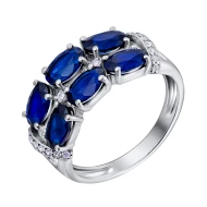 Серебряное кольцо с сапфиром синим гидротермальным (арт. 1395/1р-HSPH)