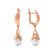Золотi сережки-підвіски з перлами (арт. 420279)