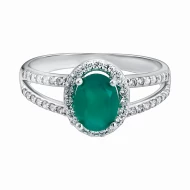 Серебряное Кольцо с агатом зеленым (арт. 1351/1p-GRAG)