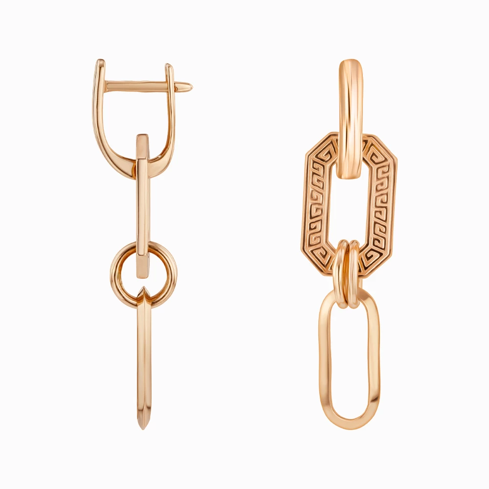 Сережки-підвіски з червоного золота 585°, б/в, арт. 470676 (арт. 470676)