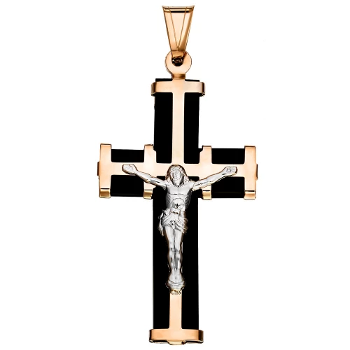 Золотой крестик с каучуком (арт. 940011)