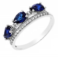 Серебряное кольцо с сапфиром синим гидротермальным (арт. 1360/1р-NSPH)