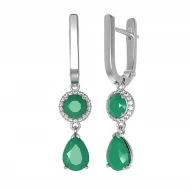 Срiбнi сережки-підвіски з агатом зеленим (арт. 2395/1р-GRAG)