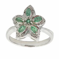 Срiбна Каблучка зі смарагдом (арт. RDE-6142-Ag K)