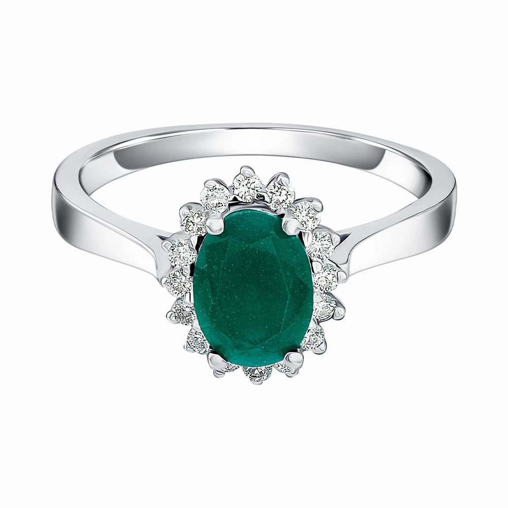 Золота каблучка з діамантами зі смарагдом (арт. 701-903и^)