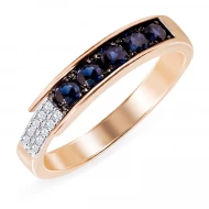 Золотое кольцо с бриллиантом и сапфиром (арт. 154сапф)
