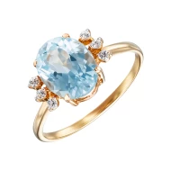 Золотое кольцо с топазом swiss blue (арт. КБ339)