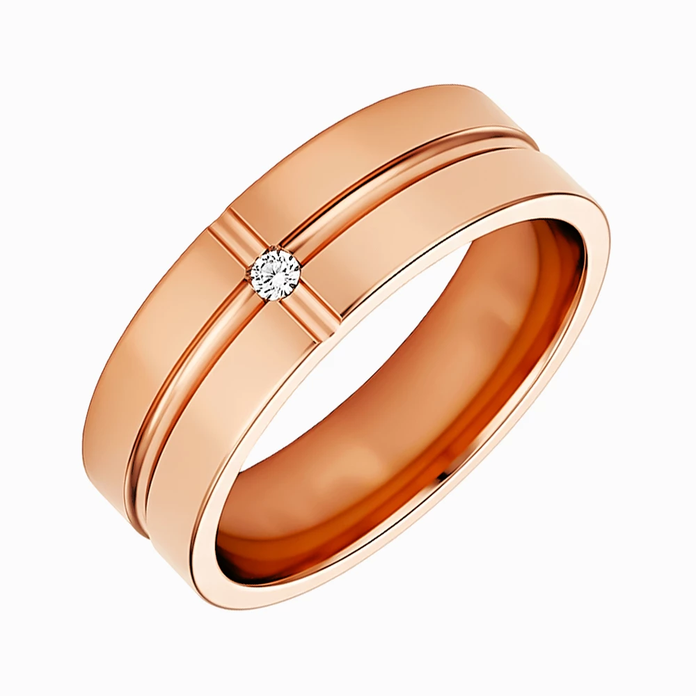 Солітер із червоного золота 585° з діамантом 0,029ct, арт. ОКЗ016К.бр (арт. ОКЗ016К.бр)