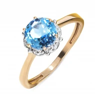 Золотое кольцо с топазом swiss blue (арт. 112-1534)