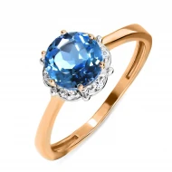 Золотое кольцо с топазом london blue (арт. 112-1534)