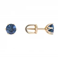 Золотi сережки-пусети з топазом london blue (арт. 03-0054)