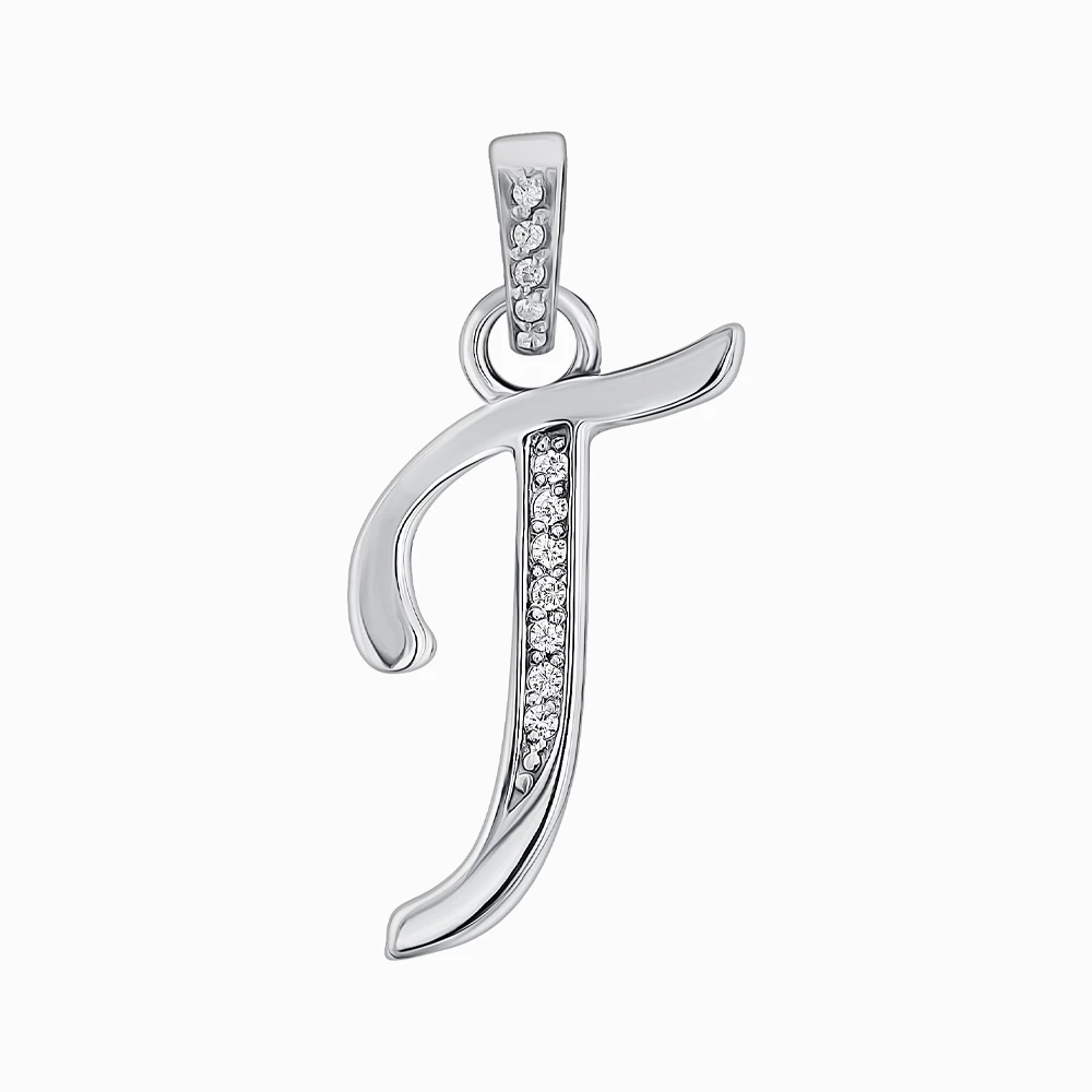 Серебряная Подвеска буква  Г с куб.окс.циркония (арт. 30078рк)