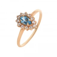 Золотое Кольцо с топазом swiss blue (арт. 31526 01)