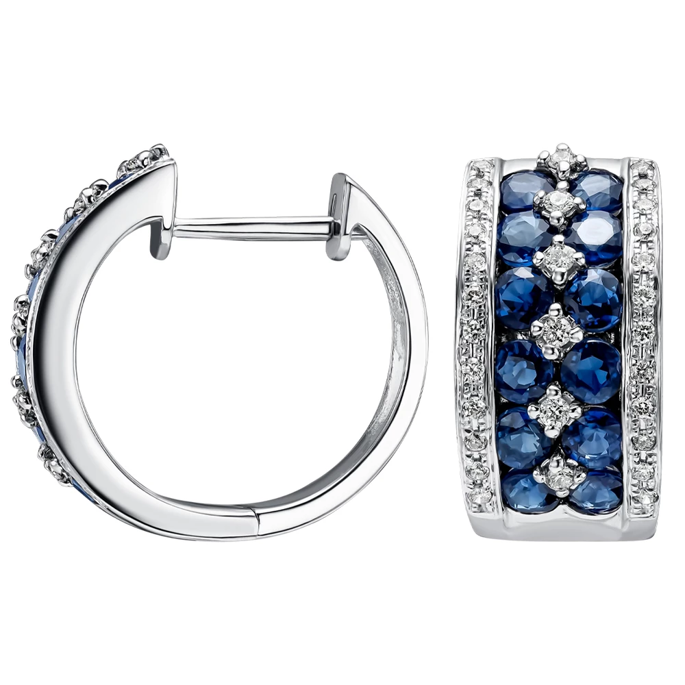 Золотые серьги-конго с бриллиантами с сапфиром (арт. sv47477-10.257)