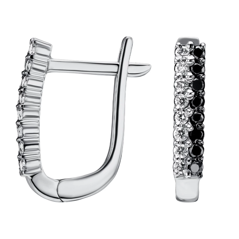 Золотые серьги с бриллиантами (арт. 200б.ч/б)