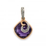 Золота підвіска з діамантами з аметистом (арт. E22606-9.200-442)