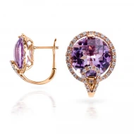 Золотi сережки з діамантами з аметистом (арт. RG-30473-12.200-2070)